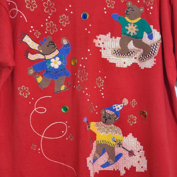 Vintage India Ink Hand Painted Bears Christmas Series Tee. Size: 2X - Picture 2 of 6